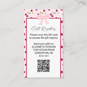 Gift Registry Cherry Baby Shower QR Code Enclosure Card