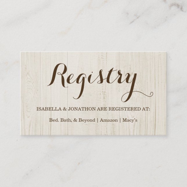 Gift Registry Enclosure Card (Front)