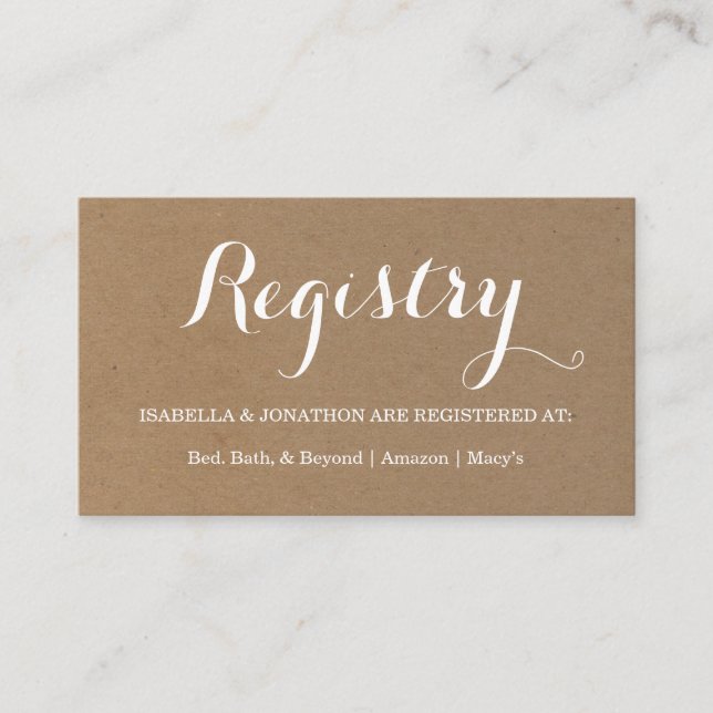 Gift Registry Enclosure Card (Front)