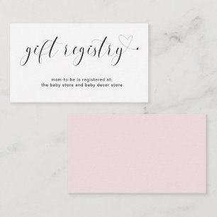 Gift Registry Heart Pink Cute Girl Baby Shower Enclosure Card