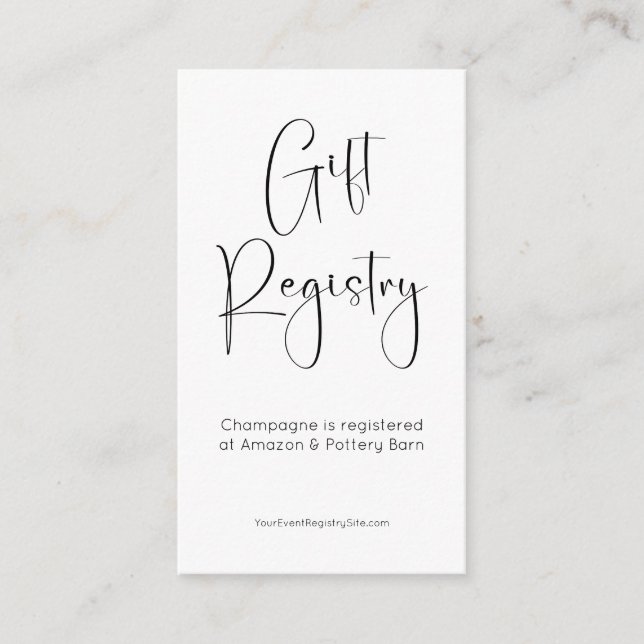 Gift Registry Modern Bridal Shower QR Code Enclosure Card (Front)