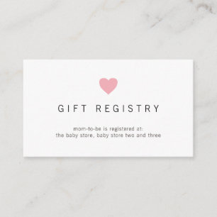Gift Registry Pink Heart Girl Baby Shower Enclosure Card