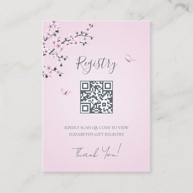 Gift Registry QR Code |  Baby Shower Enclosure Card (Front)