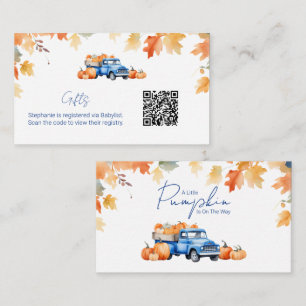 Gift Registry QR Code Blue Truck Little Pumpkin Enclosure Card