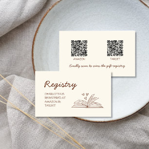  Gift Registry QR Code Brown Book Bridal Shower Enclosure Card