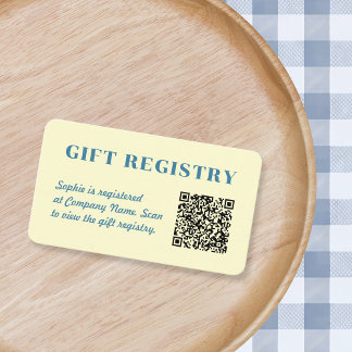 Gift Registry Qr Code Butter Yellow & Blue Enclosure Card