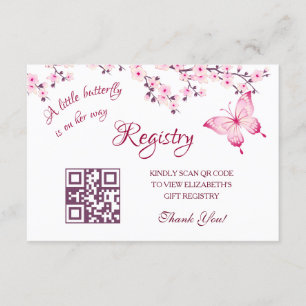 Gift Registry QR Code Butterfly Baby Shower Enclosure Card