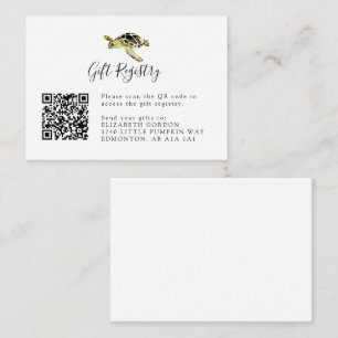 Gift Registry QR Code Sea Turtle Baby Shower Enclosure Card