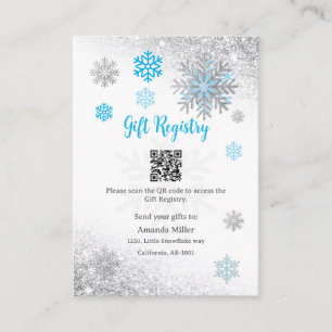 Gift Registry Snowflake Winter Baby Shower QR Code Enclosure Card