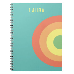 gift Spiral Notebook fun rainbow blue, red, peach