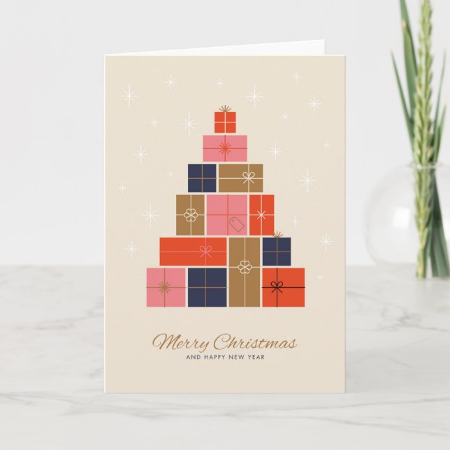 Gift Stack Christmas Tree Holiday Card (Front)