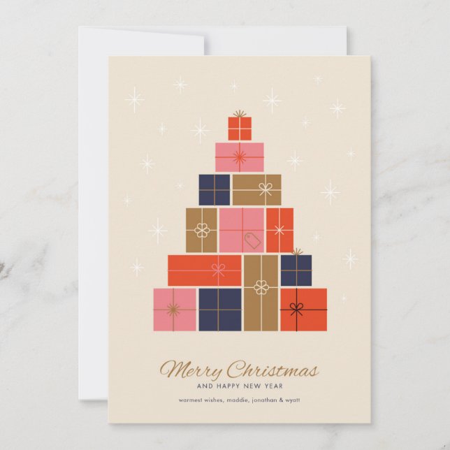 Gift Stack Christmas Tree Holiday Card (Front)