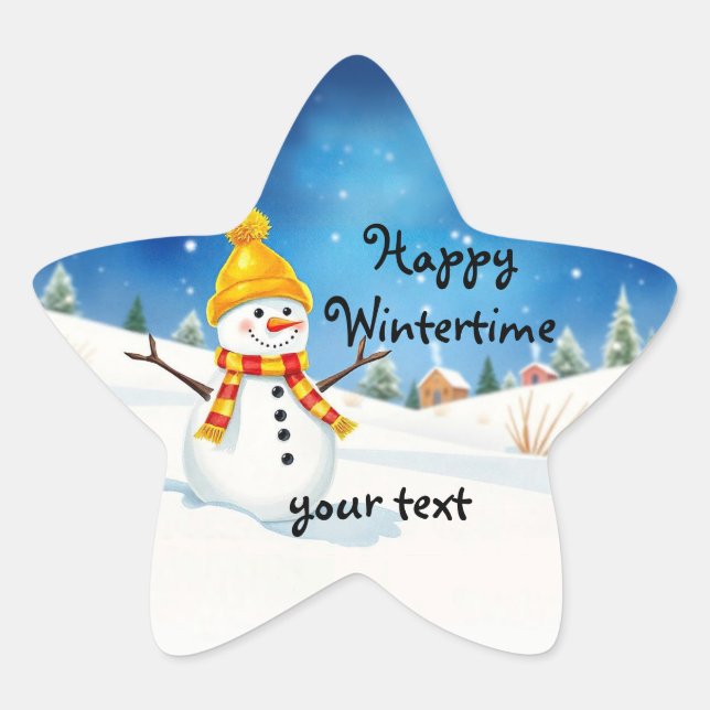 Gift sticker - cheerful snowman (Front)