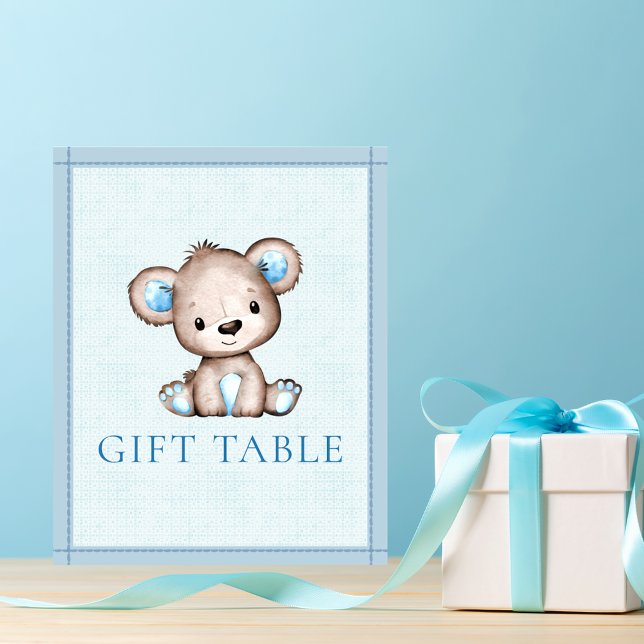 Gift Table Cute Brown Bear Baby Shower Poster (Creator Uploaded)