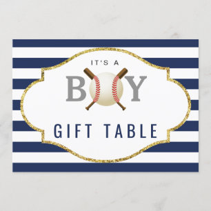 Gift Table Sign Baseball Boy Baby Shower Invitation