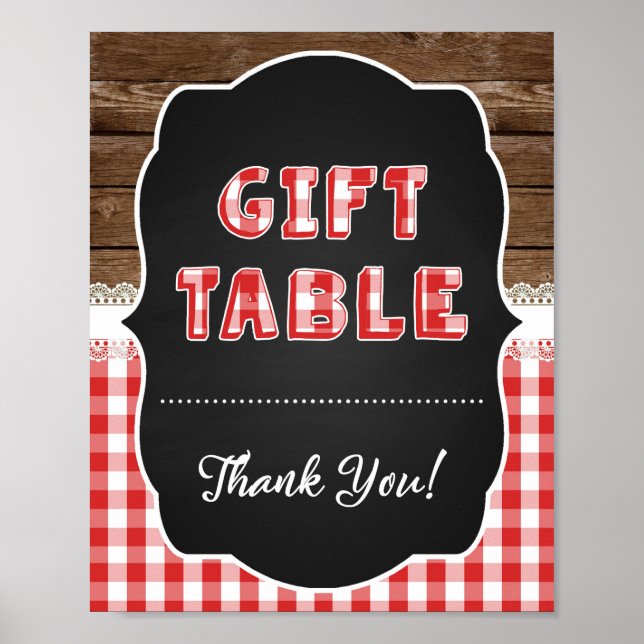 Gift Table Sign - Red Baby Q (Front)