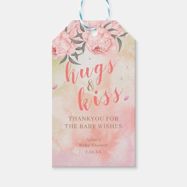 Gift Tag Baby Shower Pink Floral (Front)