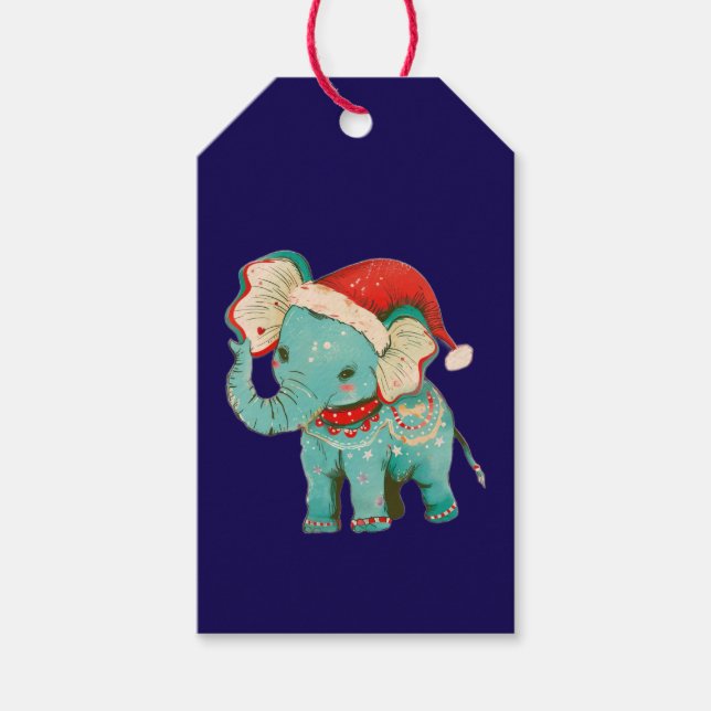 GIFT TAG CHRISTMAS ELEPHANT AND MICE  (Front)
