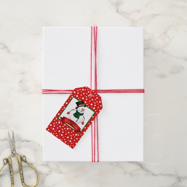 Gift Tag-Christmas Snowman Tags (With Twine)
