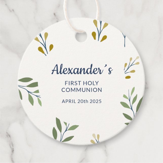 Gift Tag – Custom Communion Leaf Pattern Design (Front)