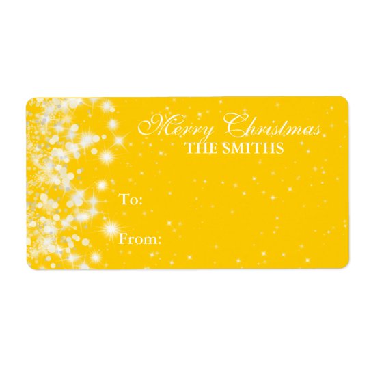 Gift Tag Elegant Winter Sparkle Yellow Shipping Label