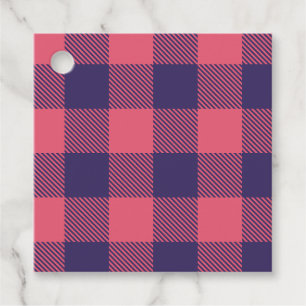 Gift Tag Hot Pink Magenta Indigo Buffalo Plaid