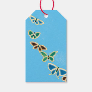 Gift Tag JAPANESE BUTTERFLIES IN SKY BLUE