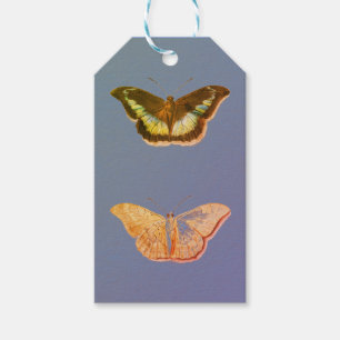 Gift Tag JAPANESE BUTTERFLIES TWILIGHT BLUE