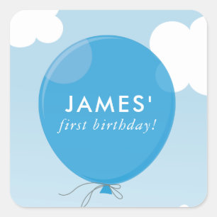 GIFT TAG LABEL cute bold blue balloon blue sky