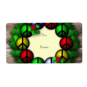 Gift Tag Label Template To/From Christmas Wreath