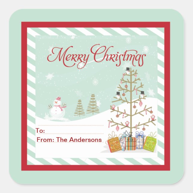 Gift Tag Merry Christmas Stickers (Front)