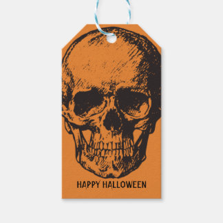 Gift Tag ORANGE AND BLACK SKULL GIFT TAG