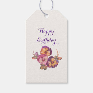 Gift Tag   Pansy Bouquet   Happy Birthday   Floral