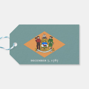 Gift Tag with Flag of Delaware State, USA