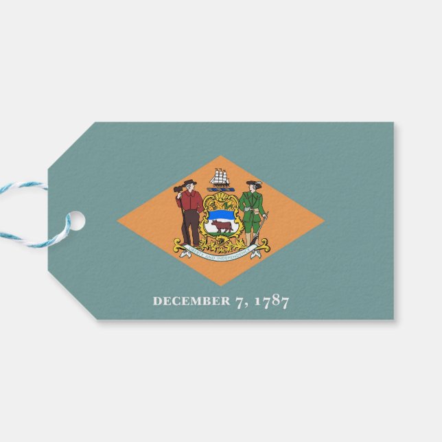 Gift Tag with Flag of Delaware State, USA (Back Horizontal)