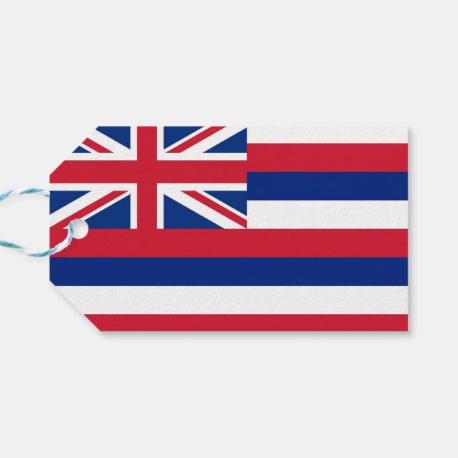 Gift Tag with Flag of Hawaii State, USA (Back Horizontal)