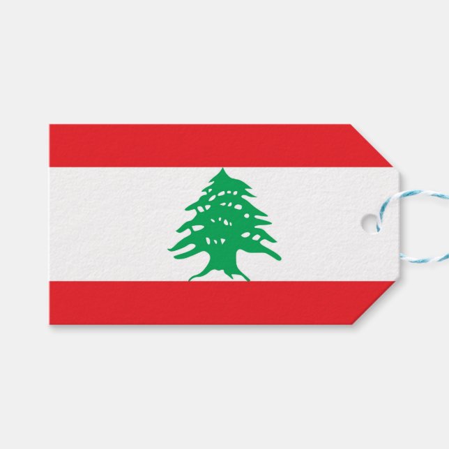 Gift Tag with Flag of Lebanon (Front (Horizontal))