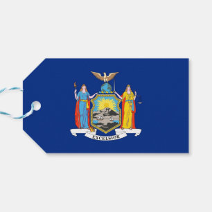 Gift Tag with Flag of New York State, USA