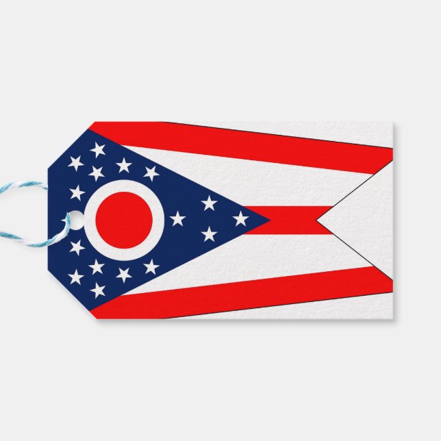 Gift Tag with Flag of Ohio State, USA (Back Horizontal)