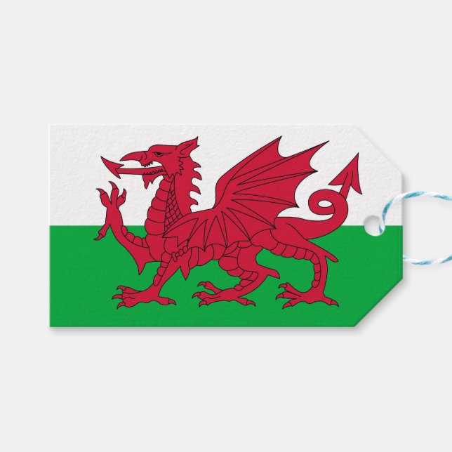 Gift Tag with Flag of Wales, United Kingdom (Front (Horizontal))