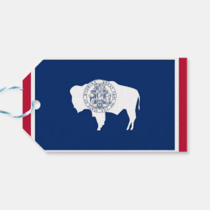 Gift Tag with Flag of Wyoming State, USA