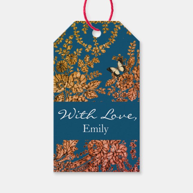 Gift Tag WITH LOVE CUSTOM NAME ANTIQUE LACE  (Front)
