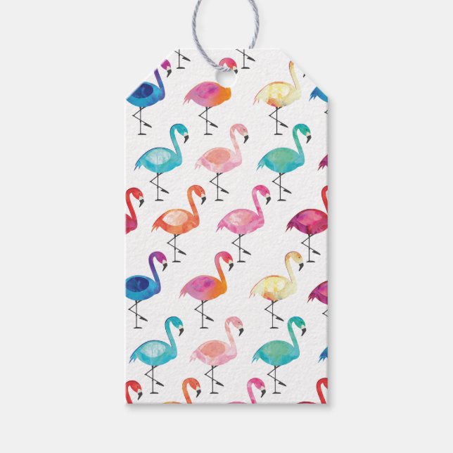 Gift Tags - Multi Colored Flimingo's (Front)