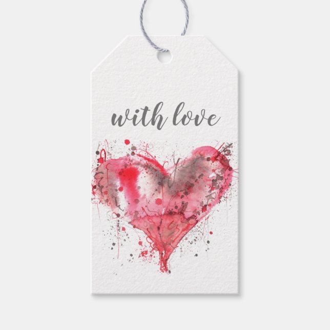 Gift Tags - Red Splattered Heart (Front)