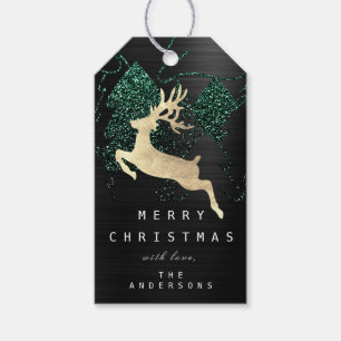 Gift To Glitter Black Green Gold Christmas Tree Tags
