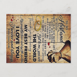 Gift To My Husband, Love Quotes Letter Postcard