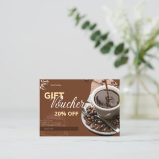 Gift voucher 20% off for coffee shops calling card