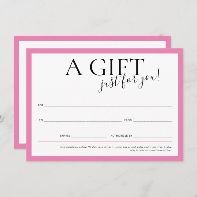 GIFT VOUCHER elegant chic business candy pink Invitation (Front/Back)