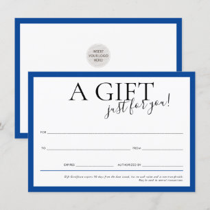 GIFT VOUCHER elegant chic business royal blue Invitation