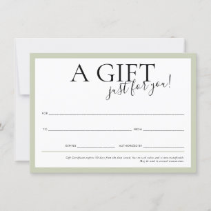 GIFT VOUCHER elegant logo chic business sage green Invitation